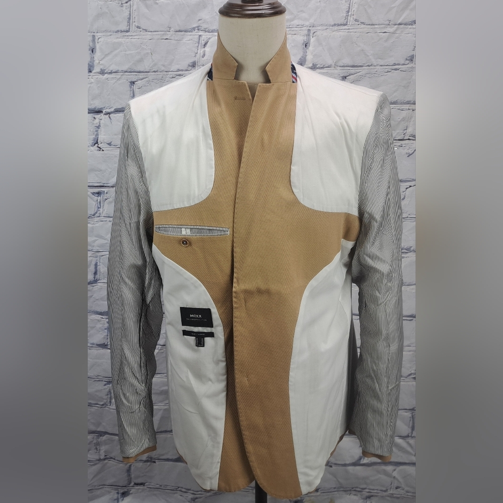 Mexx Men's Slim Fit Blazer Sport Coat Blonde 100% Cotton 2-Button HQ Size 44R - Picture 11 of 16